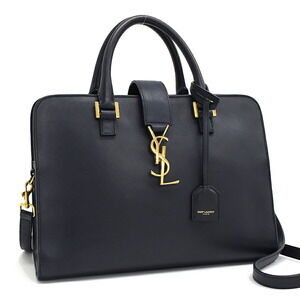 Saint Laurent Cabas Bag Dark Navy Blue Leather PARIS